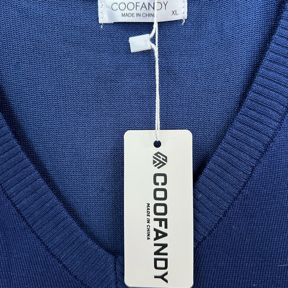 Coofandy Men's V-Neck Navy Sweater
